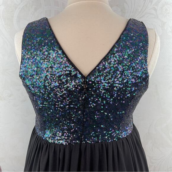 Torrid Black Sequin Chiffon Skater Midi Dress Size 18 NWT - Picture 7 of 13